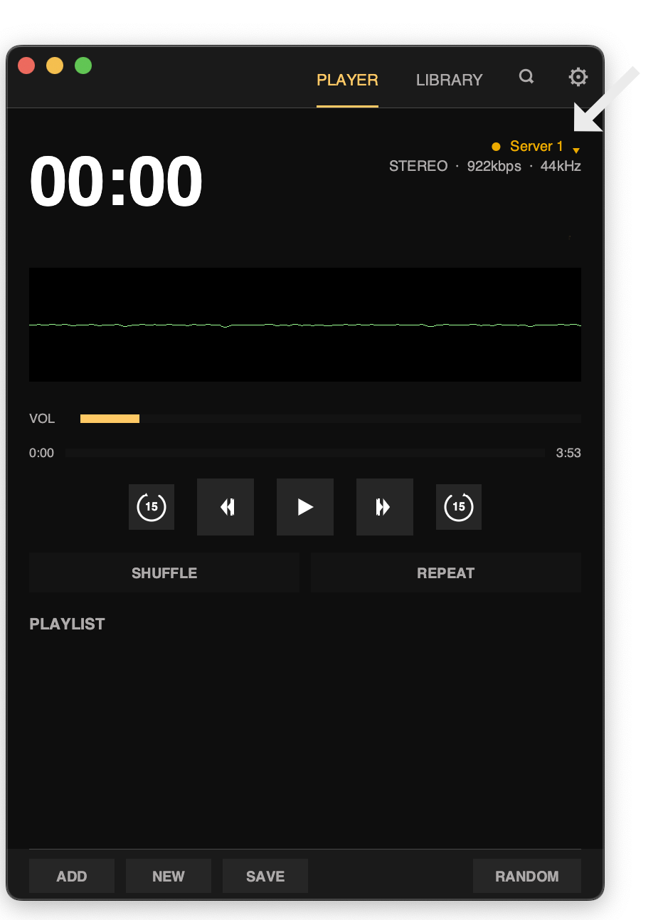 Modern UI server selector location